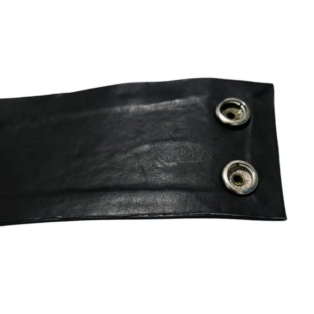 1980s Repoussage Leather Design in Black Red Cinching Belt Size Small